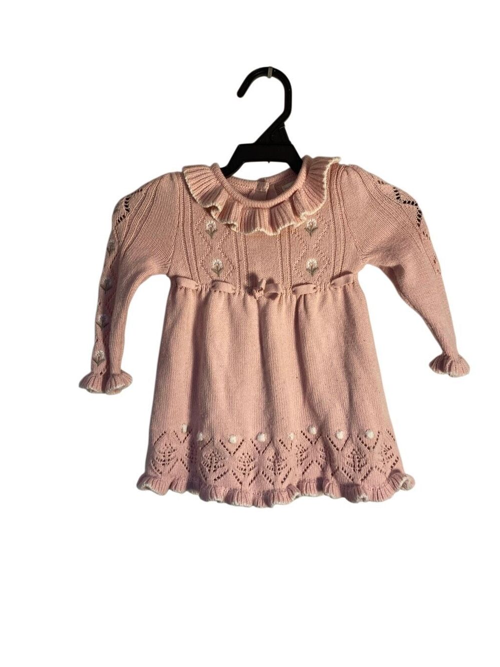 Cynthia Rowley P!nk knit baby dress with ruffle trim, 6/9 M